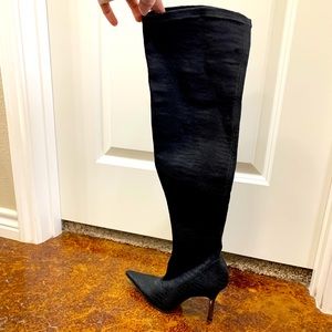 BCBGMaxAzria OverTheKnee Stretch Lizard Boots 6.5